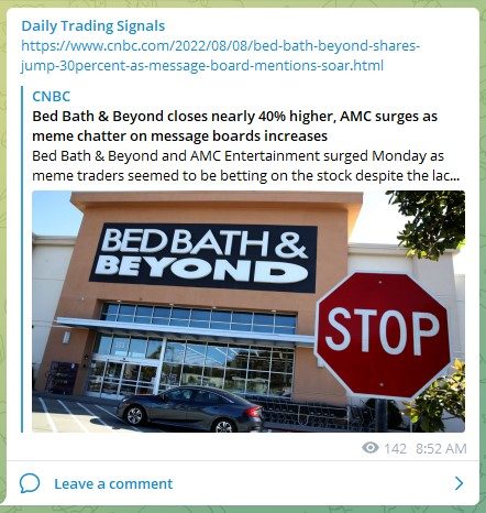 Trading Signals Bed Bath and Beyond News 090822