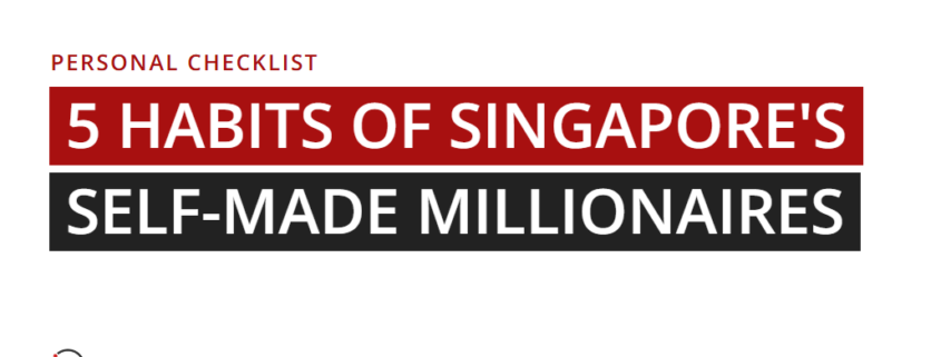 Title card: personal checklist, 5 habits of Singapore's self-made millionaires, Synapse Trading