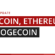Title card: crypto update on Bitcoin, Ethereum and Dogecoin, Synapse Trading