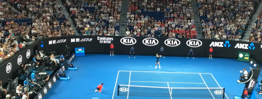 A night match at Rod Laver Arena from the stands, Australian Open