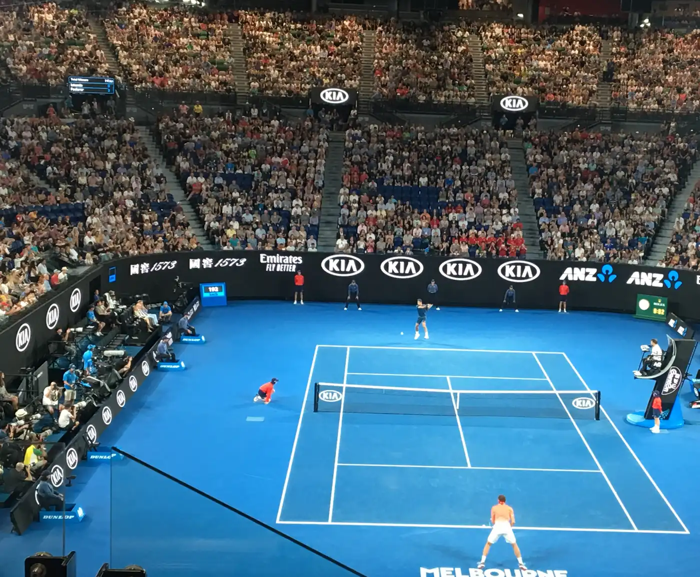 A night match at Rod Laver Arena from the stands, Australian Open