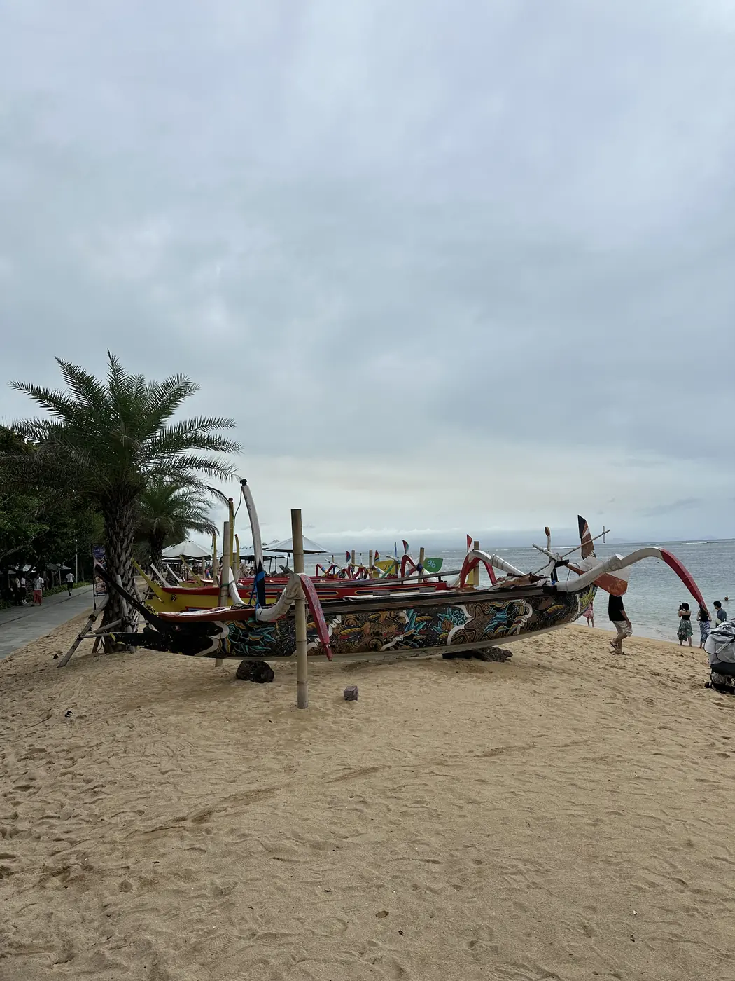 Painted jukung boats on Sanur beach