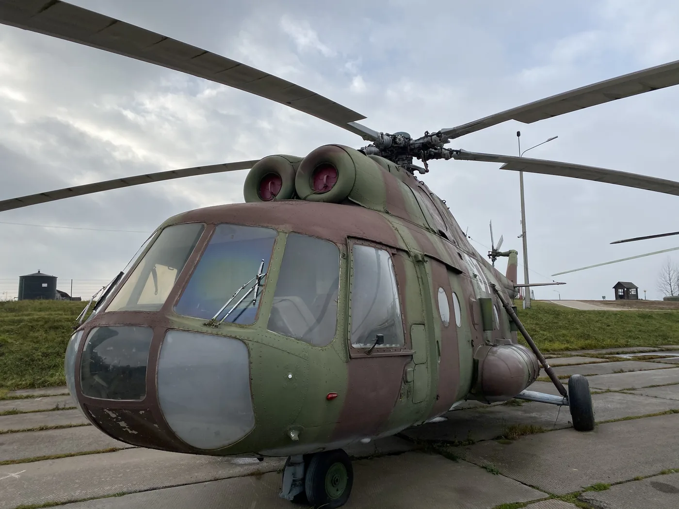 A Mi-8 helicopter on display at the Stalin Line museum