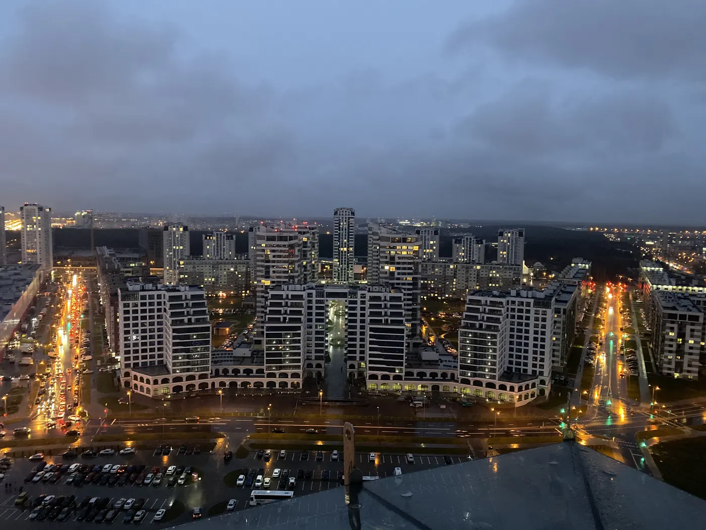 Minsk at dusk from the roof of the National Library
