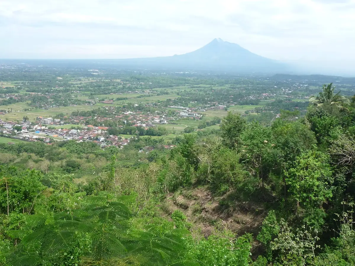 The volcano across the plain near Borobudur