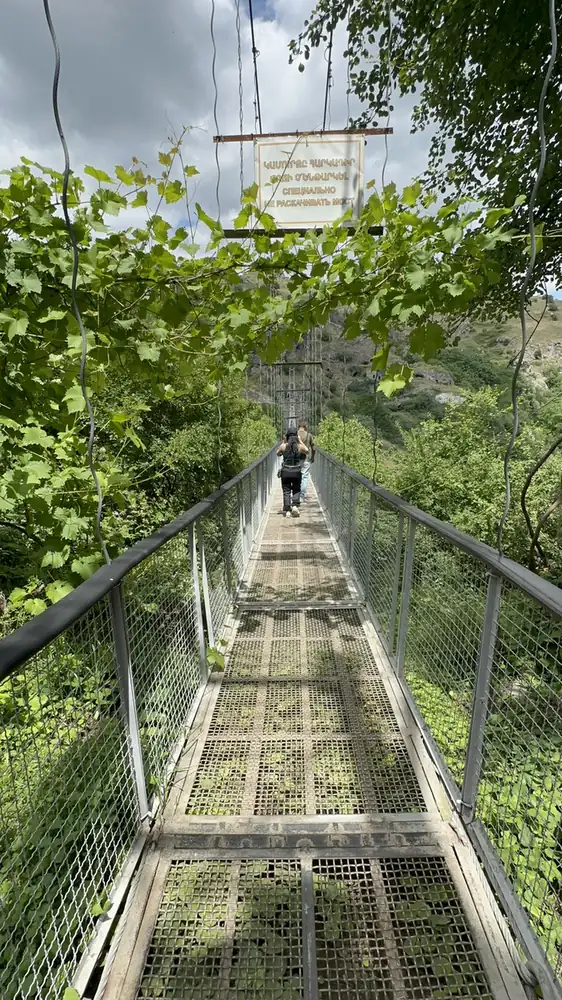 Swinging footbridge over the gorge at Khndzoresk, Armenia