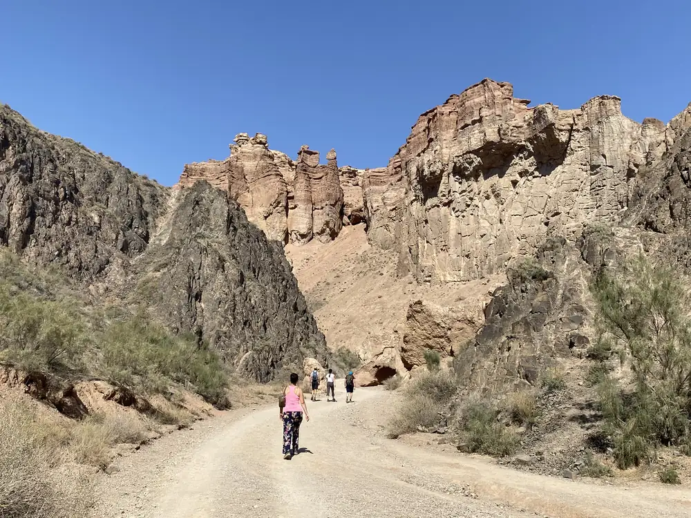The path through Charyn Canyon between rock towers