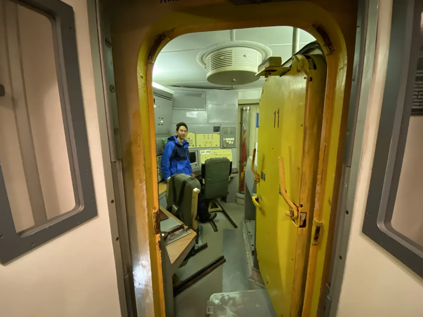 The yellow blast door of Compartment 11, the launch room