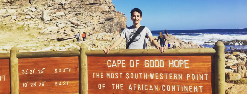 Spencer at the Cape of Good Hope sign