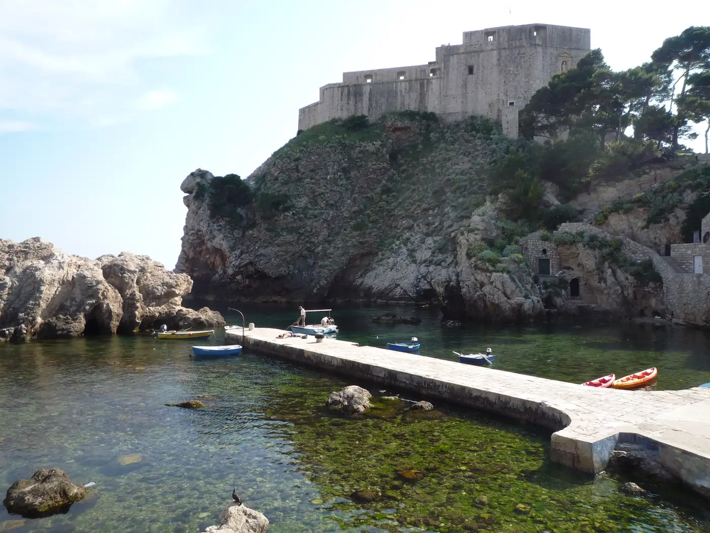 Lovrijenac fortress on its rock over a jetty