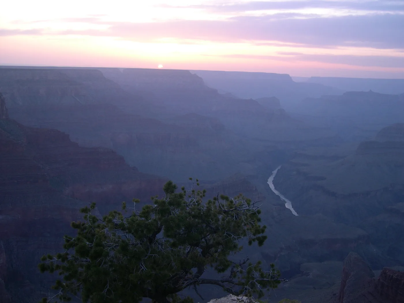 Dusk, the Colorado River glinting
