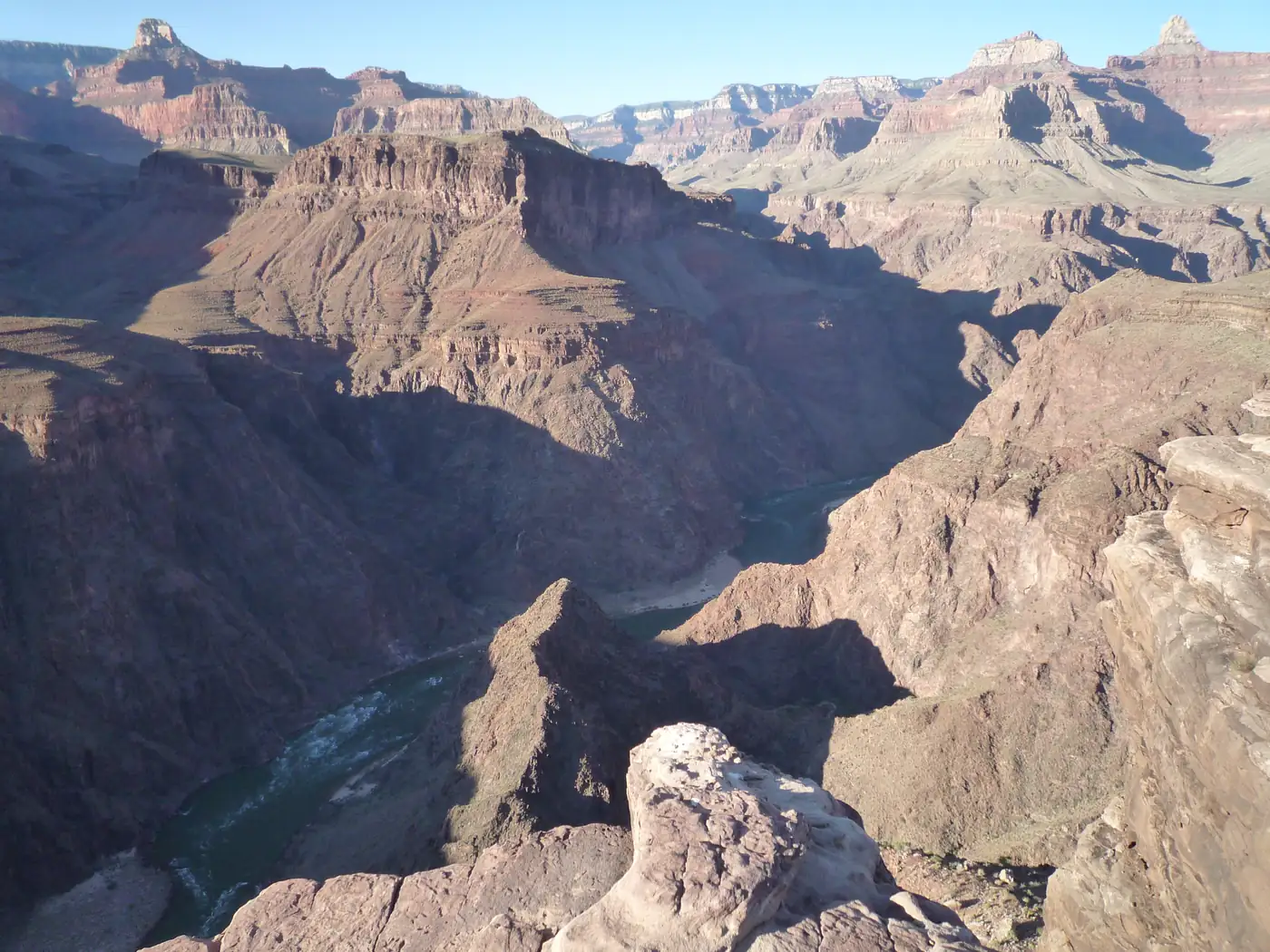Plateau Point, the Inner Gorge and the river
