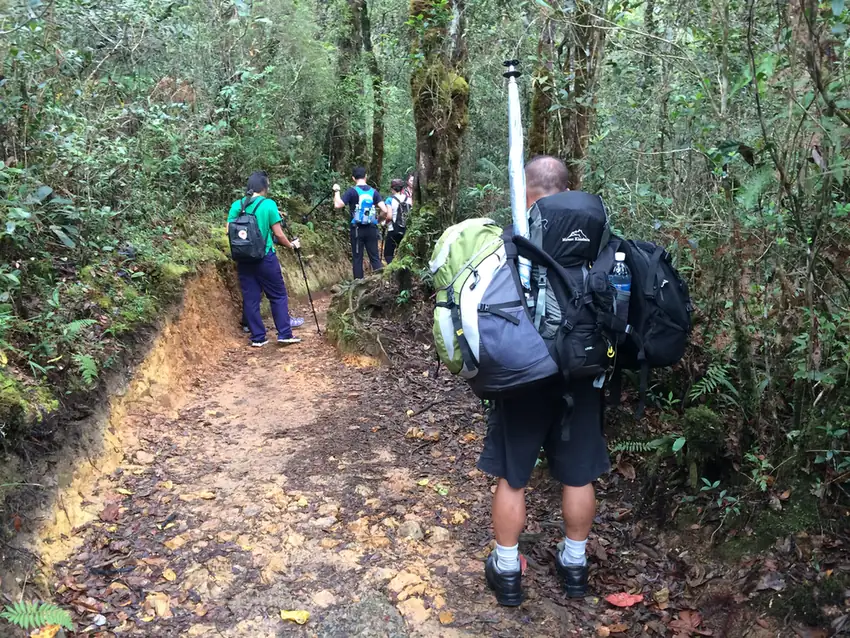 Climbers with packs on the Kinabalu trail