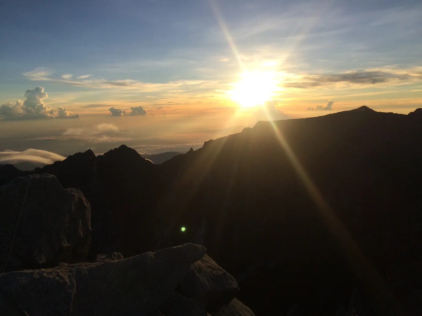 Sunrise over the ridge on Mount Kinabalu