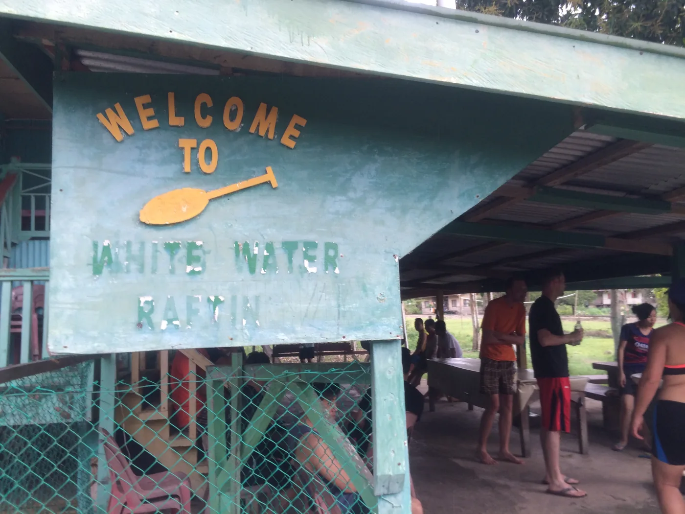 The Welcome to White Water Rafting sign