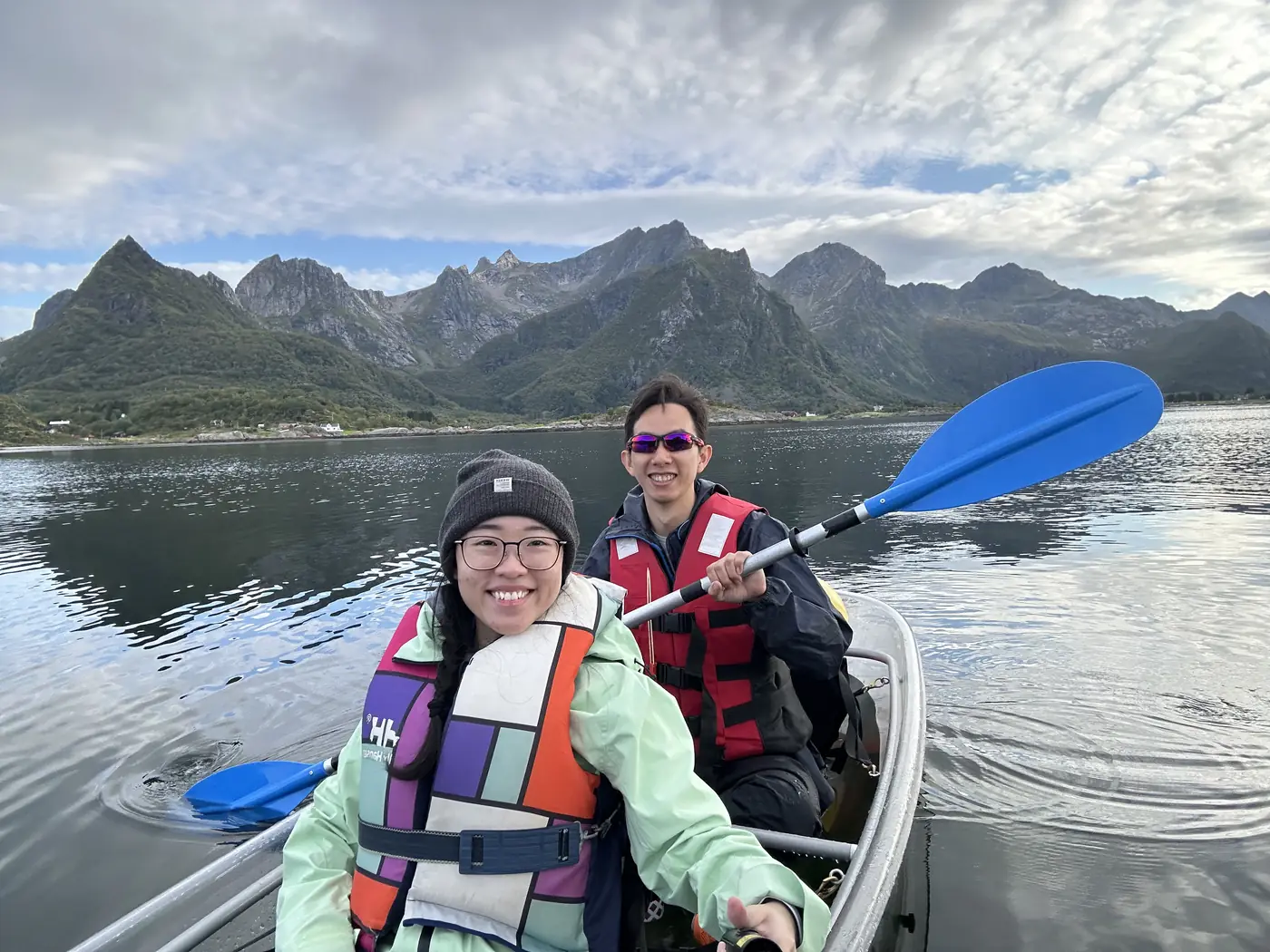 Kayaking under the Lofoten peaks