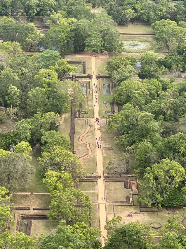 Sigiriya's water gardens from the summit