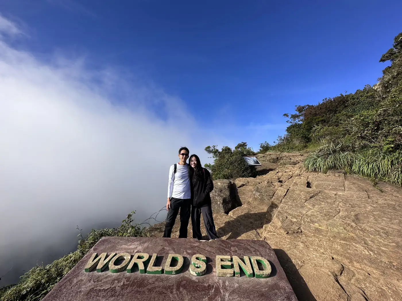 The two of us at the World's End sign, Horton Plains