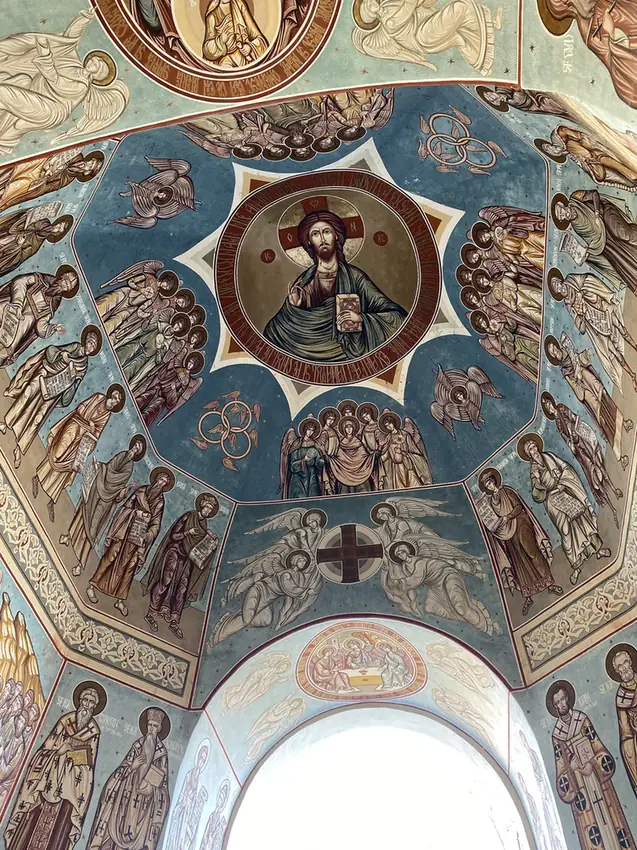 Painted gate ceiling at Noul Neamt Monastery in Chitcani