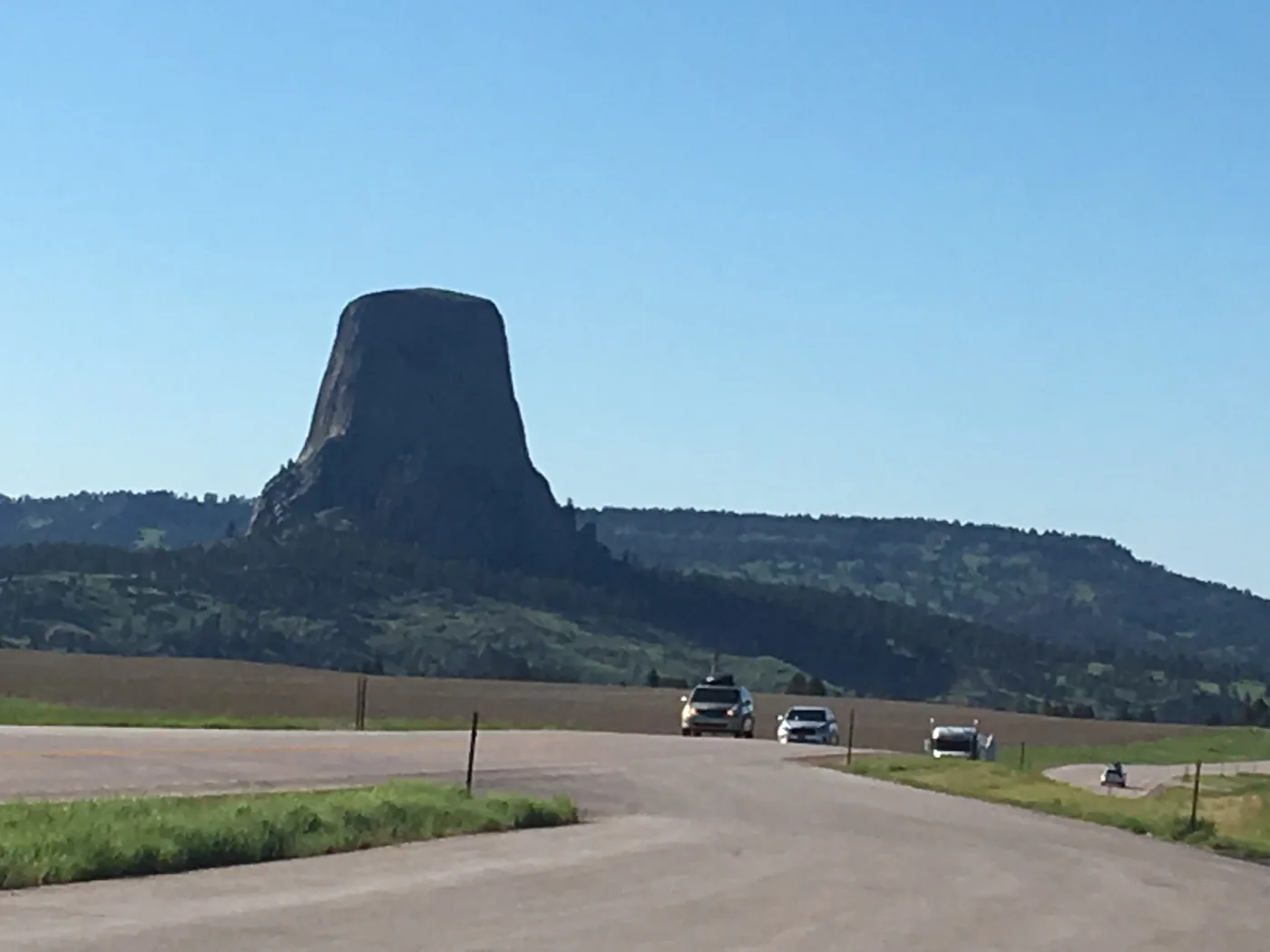 Devils Tower over the approach road